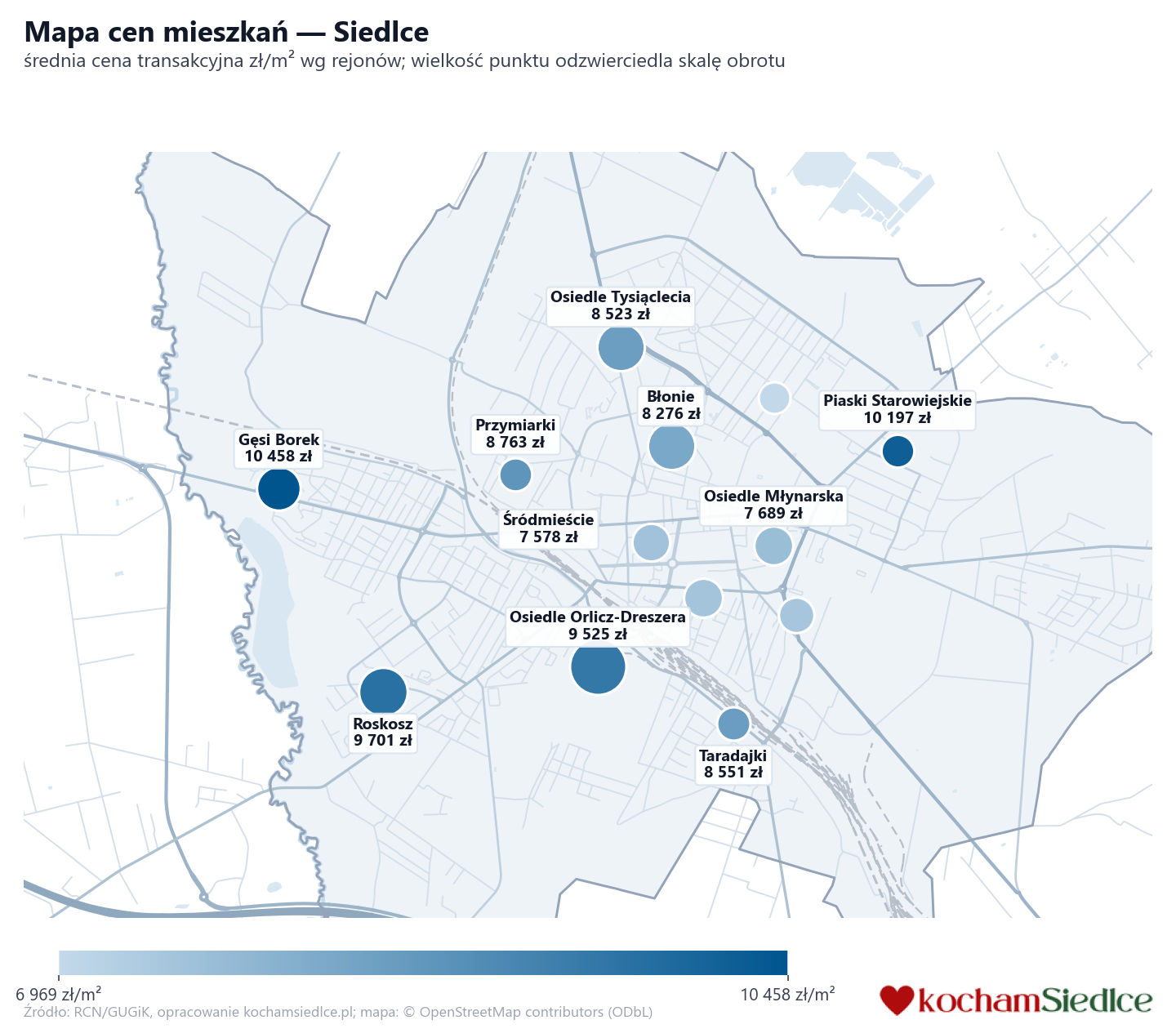 Mapa cen mieszkań - Siedlce