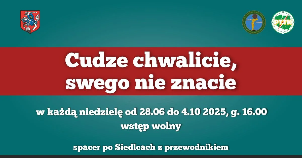 Grafika promocyjna wydarzenia #CudzeChwalicie2026 – spacery po Siedlcach