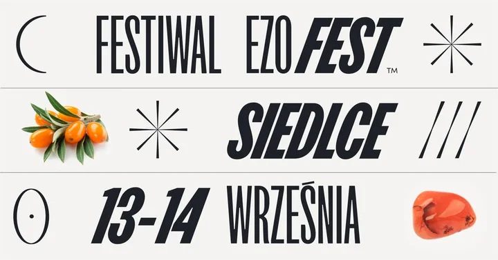 Obrazek przedstawia grafikę promocyjną wydarzenia Festiwal ezoteryki i medycyny naturalnej w Siedlcach — terminy i informacje praktyczne