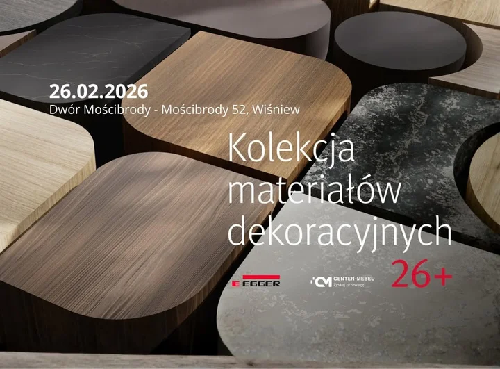 Grafika promocyjna wydarzenia Kolekcja materiałów dekoracyjnych EGGER 26+ — pokaz w Siedlcach