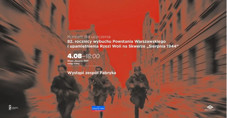 Grafika promocyjna wydarzenia Koncert dla uczczenia 82. rocznicy Powstania Warszawskiego – pamięć i muzyka