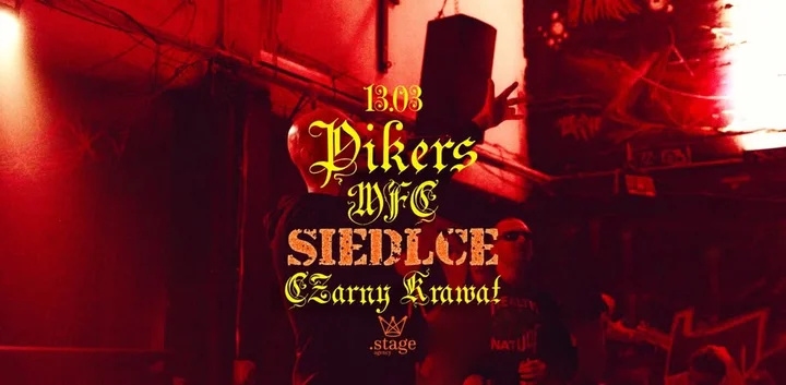 Grafika promocyjna wydarzenia PIKERS MFC HNN gość GRUBVS — koncert w Czarnym Krawacie (Siedlce)