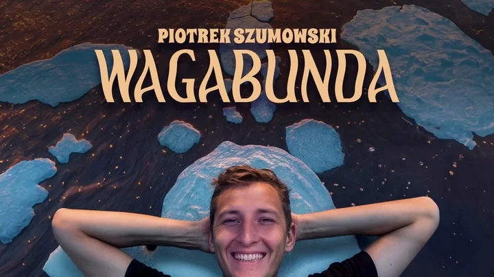 Obrazek przedstawia grafikę promocyjną wydarzenia Stand-up Piotrka Szumowskiego w Siedlcach — Wagabunda