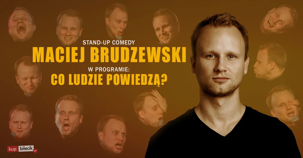 Grafika promocyjna wydarzenia Stand-up Macieja Brudzewskiego w Siedlcach