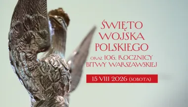 Grafika promocyjna wydarzenia Święto Wojska Polskiego oraz 106. rocznica Bitwy Warszawskiej