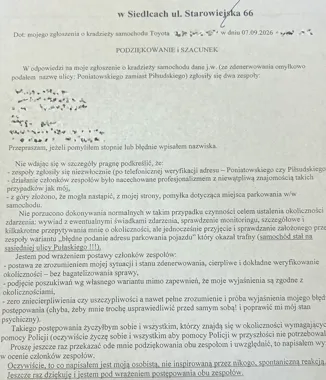 Podziękowanie dla policjantów z Siedlec. Liczył się nie tylko wynik interwencji