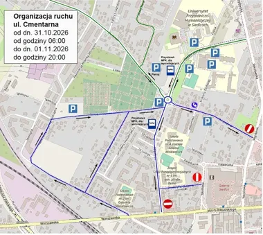 W Siedlcach zmieni się ruch przy cmentarzach. Te ulice będą jednokierunkowe