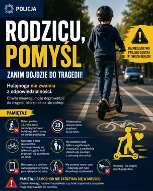 Dziecko na hulajnodze bez uprawnień - policja ostrzega rodziców