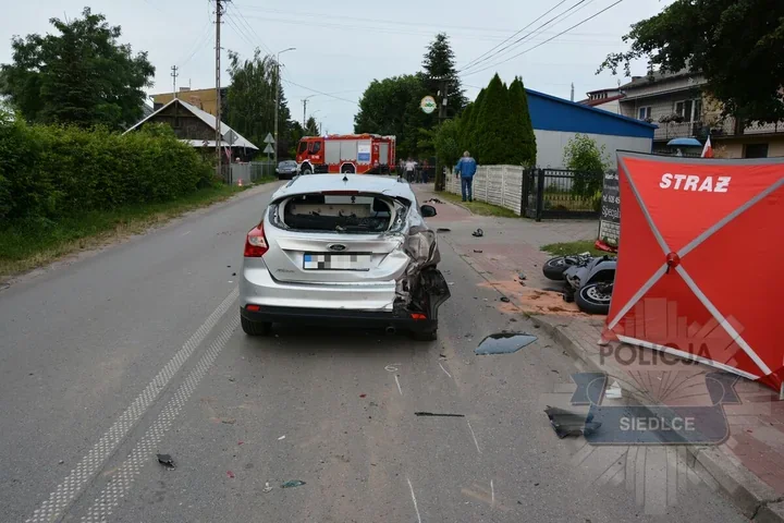 Motocyklista zginął na skrzyżowaniu w Stoku Lackim Folwarku